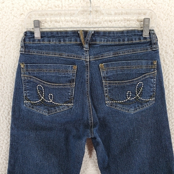 Prana Jeans Womens 8 Blue Bootcut Dark Blue Stretch Embroidered 27x32.5 - Picture 7 of 13
